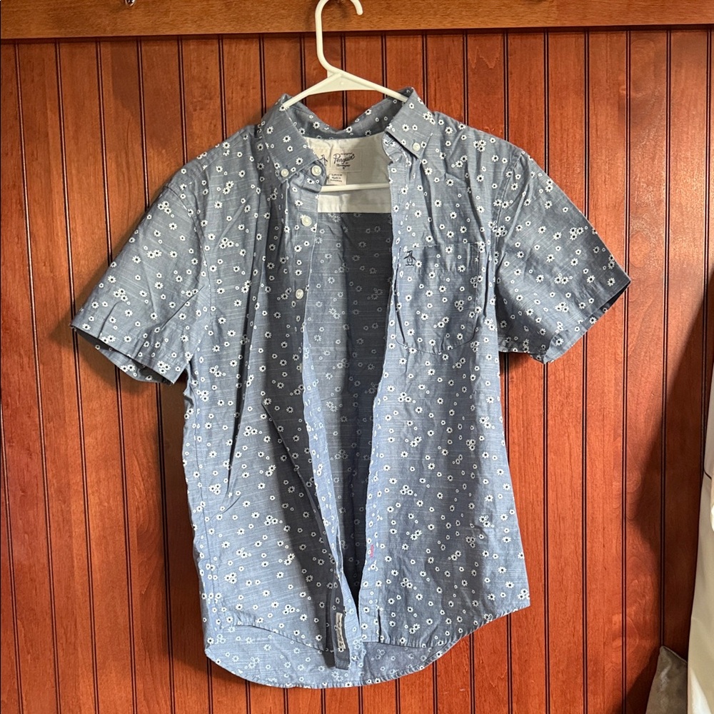 Original Penguin Gray Floral Button-Up Shirt